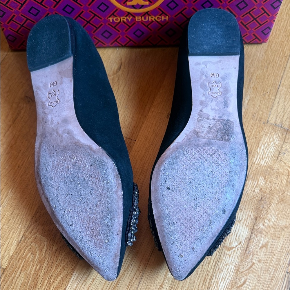 Tory Burch Black Embellished Flats - Picture 4 of 7